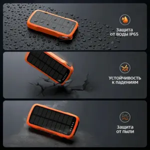 Солнечный портативный аккумулятор емкостью 10000 мАч со встроенным прикуривателем