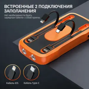 Солнечный портативный аккумулятор емкостью 10000 мАч со встроенным прикуривателем