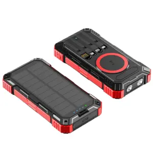 Солнечный портативный аккумулятор емкостью 20000 мАч с 4 кабелями, поддержкой быстрой зарядки 22,5 Вт PD