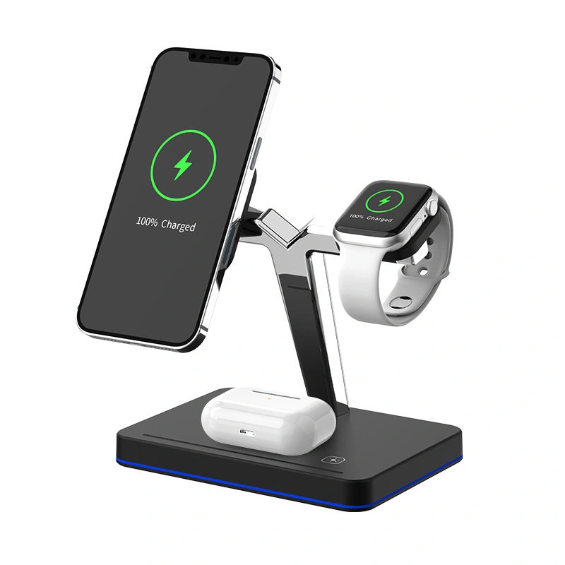 Магнитная беспроводная зарядная станция 3-в-1 для быстрой беспроводной зарядки