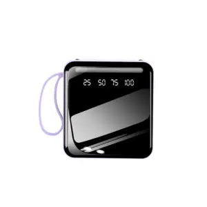 Мини-павербанк емкостью 10000 мАч со встроенными кабелями