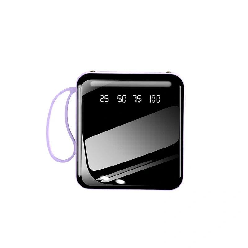 Мини-павербанк емкостью 10000 мАч со встроенными кабелями