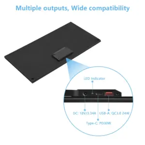 Портативная солнечная панель мощностью 60 Вт с выходом постоянного тока