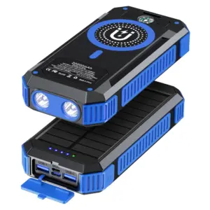 Солнечный портативный аккумулятор емкостью 20000 мАч со встроенным компасом и кемпинговым фонарем