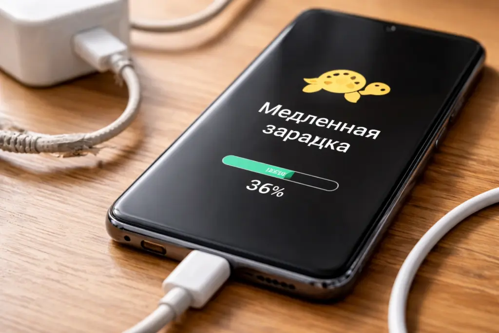 почему телефон пишет медленная зарядка