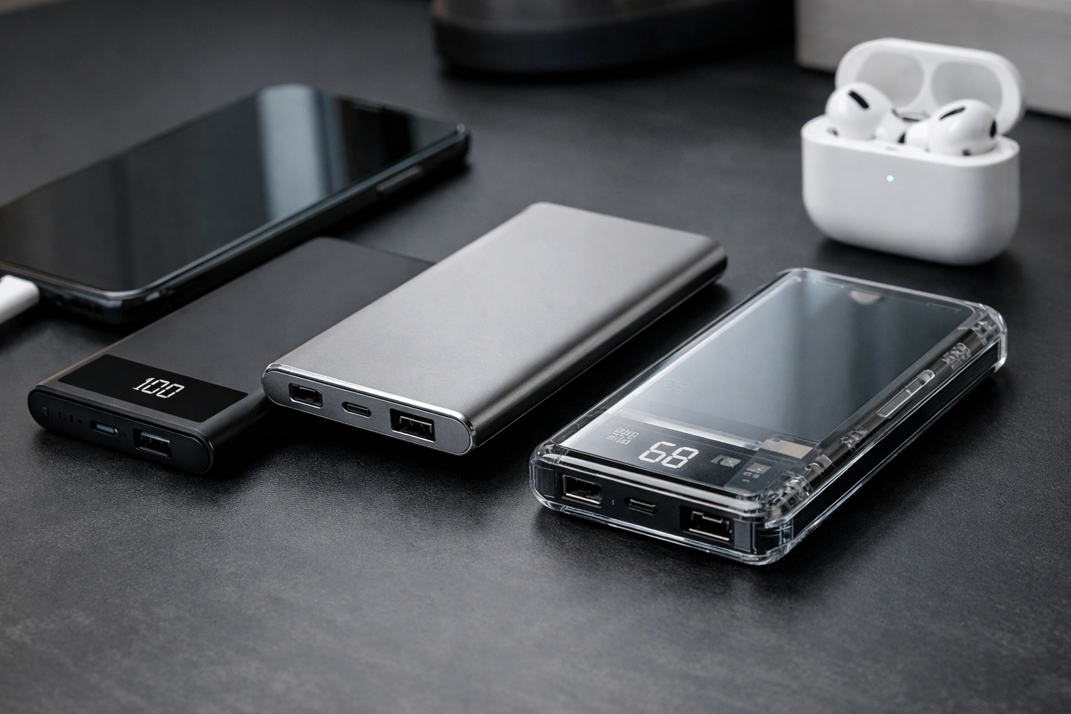 тонкий внешний аккумулятор с быстрой зарядкой