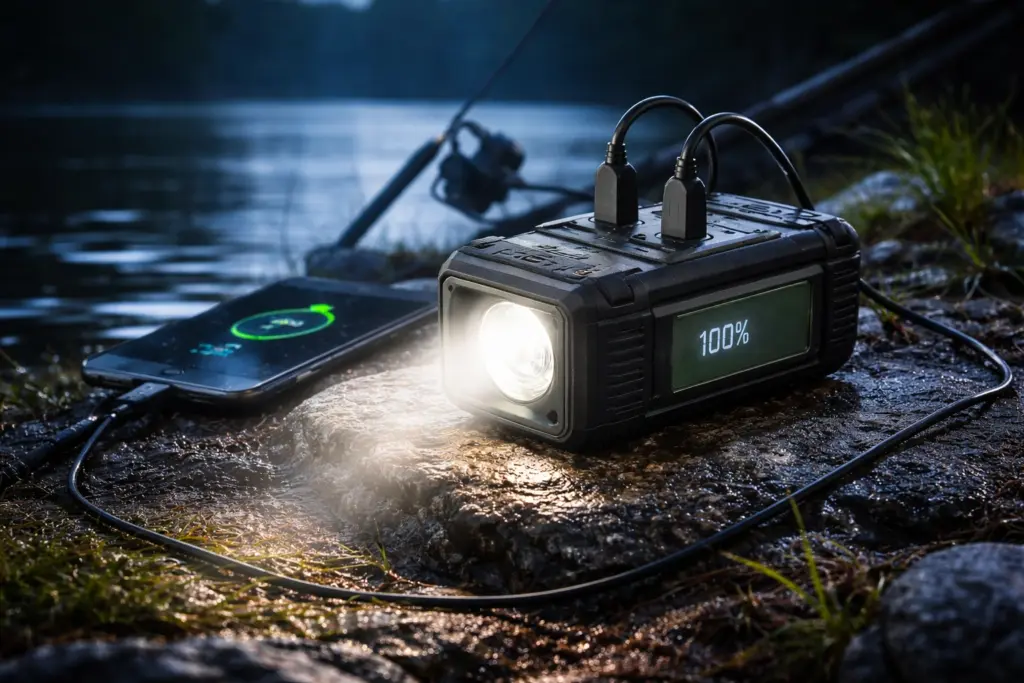 внешний аккумулятор с фонариком для рыбалки