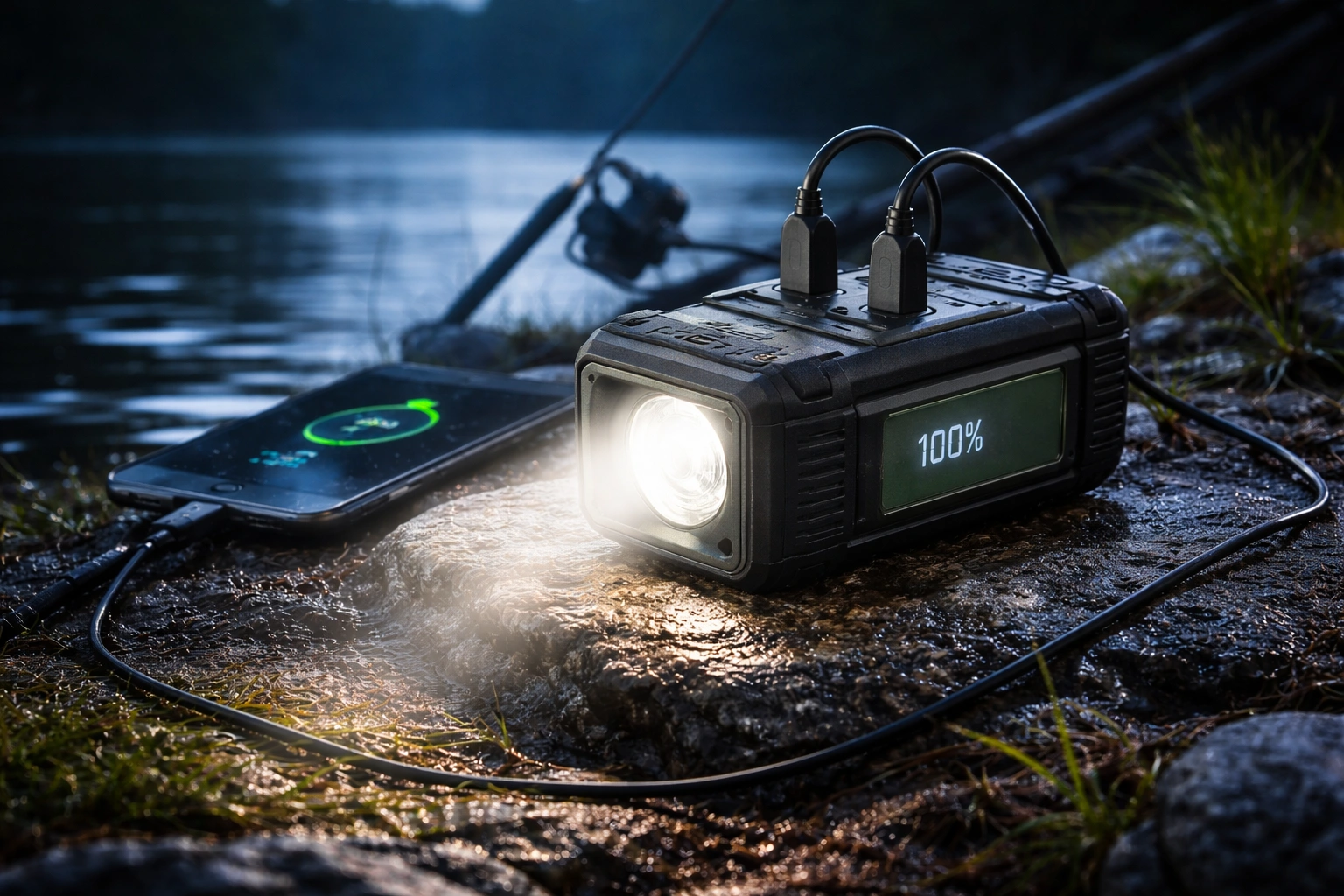 внешний аккумулятор с фонариком для рыбалки